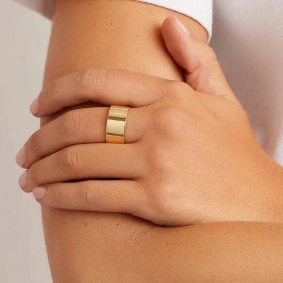NEW Gorjana 18k Gold 6 Brass Rose Ring Cigar Band Thick Stacking Layering Boho - Picture 1 of 10